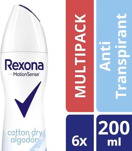 Rexona Women Cotton Dry Anti-transpirant Deodorant Spray - 6 x 200 ml - Voordeelverpakking