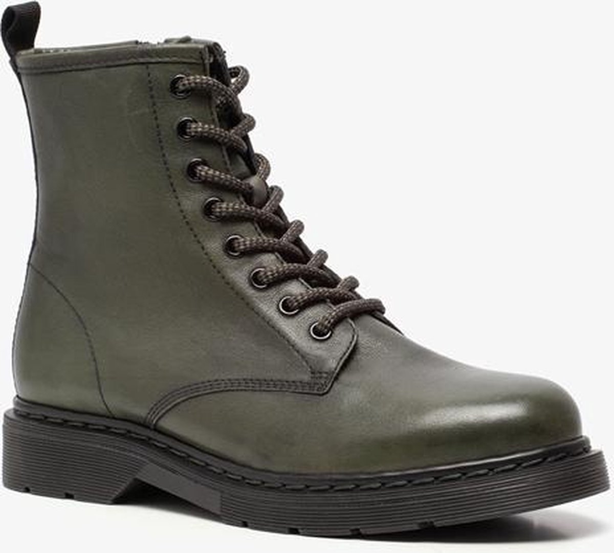 TwoDay leren dames veterboots Groen Maat 37 Echt leer