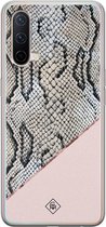 OnePlus Nord CE 5G hoesje siliconen - Snake print | OnePlus Nord CE case | Roze | TPU backcover transparant