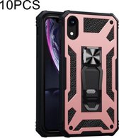 10 PCS Variety Armor TPU + PC Schokbestendige magnetische beschermhoes met opvouwbare cliphouder voor iPhone XR (roségoud)