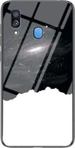 Voor Samsung Galaxy A40 Sterrenhemel Geschilderd Gehard Glas TPU Schokbestendig Beschermhoes (Kosmische Sterrenhemel)
