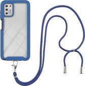 Voor Motorola Moto G Stylus 2021 Sterrenhemel Effen Kleur Serie Schokbestendige PC + TPU Beschermhoes met Nekband (Blauw)