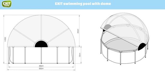 EXIT Wood zwembad ø450x122cm met zandfilterpomp en overkapping - bruin
