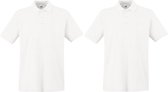 2-Pack maat L wit polo shirt premium van katoen voor heren - Polo t-shirts voor heren