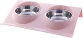 Katten Voerbak - Zinaps Double Dog Cat Bowl Feeding Bowl Teddy Pet Supplies Tilt Bowl (WK 02129)