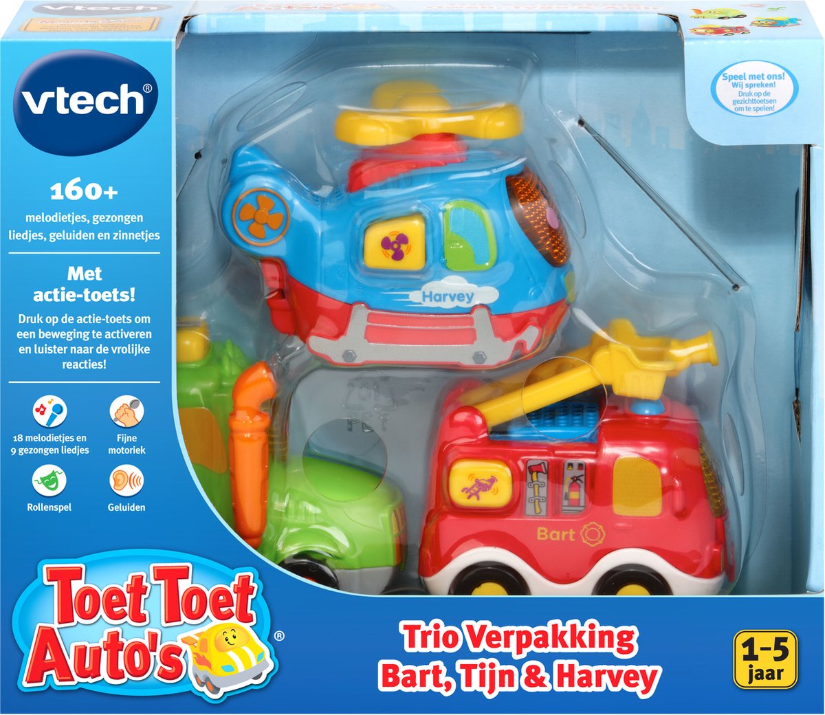 VTechToet Toet Auto's Bart, Tijn & Harvey Trio Verpakking - Educatief Babyspeelgoed - Auto Pack Speelgoed - VTech