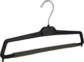 De Kledinghanger Gigant - 5 x Broekhanger kunststof zwart met anti-slip broeklat (2 mm schuim), 38 cm