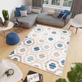 Tapiso Cosmo Vloerkleed Grijs Wit Blauw Woonkamer Modern Tapijt Maat- 300x400