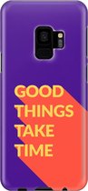Samsung Galaxy S9 Telefoonhoesje - Extra Stevig Hoesje - 2 lagen bescherming - Met Quote - Good Things - Paars