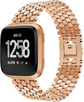 Stalen Smartwatch bandje - Geschikt voor  Fitbit Versa / Versa 2 stalen vis band - rosé goud - Strap-it Horlogeband / Polsband / Armband