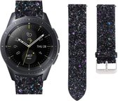 Strap-it Samsung Galaxy Watch 42mm leren glitter bandje - zwart