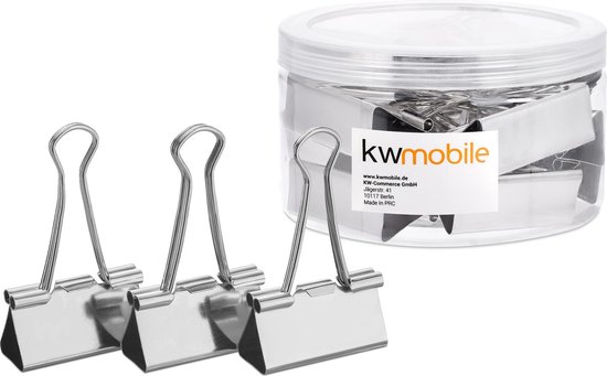 Foto: Kwmobile papierklemmen set van 12 fold back clips 51 mm foldback klemmen paperclips knijpers voor papieren zilver