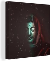 Canvas Schilderij Boeddha - Licht - Capuchon - 20x20 cm - Wanddecoratie
