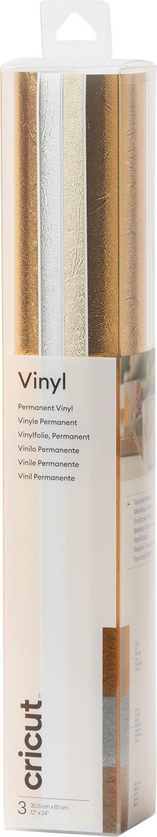 CRICUT Premium Vinyl Permanent 30x60cm 3-sheet Sampler (Textured Metallic Precious Metals)