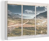 Canvas Schilderij Doorkijk - Natuur - Pad - 60x40 cm - Wanddecoratie