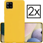 Samsung Galaxy A12 Hoesje Back Cover Siliconen Case Hoes - Geel - 2x