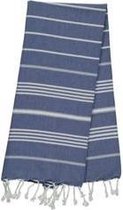 Kleine Hamamdoek Leyla Royal Blue - 100x50cm - dunne katoenen handdoek - sneldrogende saunahanddoek (niet geschikt als lendendoek)