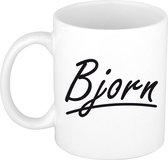 Bjorn naam cadeau mok / beker met sierlijke letters - Cadeau collega/ vaderdag/ verjaardag of persoonlijke voornaam mok werknemers