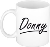 Donny naam cadeau mok / beker met sierlijke letters - Cadeau collega/ vaderdag/ verjaardag of persoonlijke voornaam mok werknemers