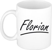 Florian naam cadeau mok / beker met sierlijke letters - Cadeau collega/ vaderdag/ verjaardag of persoonlijke voornaam mok werknemers