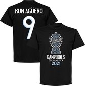 Argentinië Copa America 2021 Winners Kun Aguero 9 T-Shirt - Zwart - Kinderen - 116