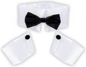 stripperset heren polyester wit/zwart 4-delig