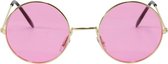 feestbril Hippie rond roze/goud one-size
