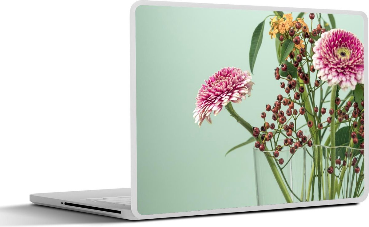 Laptop sticker - 10.1 inch - Vaas - Bloemen - Boeket - 25x18cm - Laptopstickers - Laptop skin - Cover