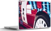 Laptop sticker - 10.1 inch - Raceauto - Nummer - Blauw - Rood - 25x18cm - Laptopstickers - Laptop skin - Cover