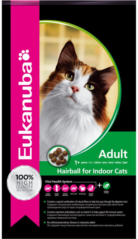 Eukanuba Cat Adult - Hairball Indoor - Kattenvoer - 2 kg