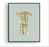 Poster Asperges Groen Groente / Fruit Poster Handgetekend - Keuken - Muurdecoratie - 40x30cm A3 - PosterCity