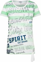 Soccx ® strepen T-shirt met burnouts en geknoopte zoom, Groen (XXL)