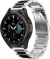 Strap-it Samsung Galaxy Watch 4 Classic 42mm stalen band - zilver/zwart