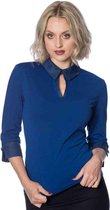 Dancing Days Blouse -M- SECRETARY COLLAR Blauw