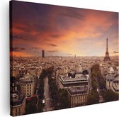 Artaza Canvas Schilderij Skyline Parijs Met Eiffeltoren - 80x60 - Foto Op Canvas - Canvas Print