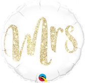 folieballon Mrs 45 cm wit/goud