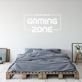 Muursticker Gaming Zone Met Naam -  Wit -  160 x 80 cm  -  baby en kinderkamer  naam stickers  alle - Muursticker4Sale