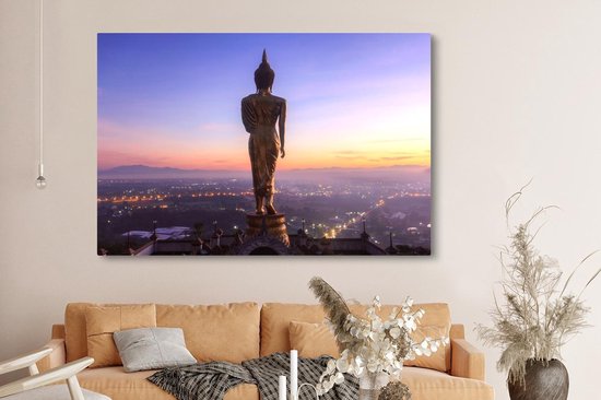 Statue de Bouddha en or dans le temple de Khao Noi à Bangkok 180x120 cm - Tirage photo sur Toile (Décoration murale salon / chambre) / Villes asiatiques Peintures sur toile XXL / Groot format!