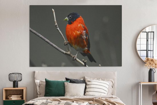 Tableau sur toile Vogel - Rouge - Branche - 180x120 cm - Décoration murale XXL