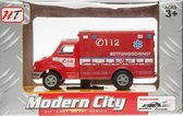 brandweerwagen Modern City junior 9 cm staal rood