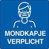 Mondkapje verplicht-sticker (Maxi-Loka Premium) Wit & Blauw  x 200 mm x 200 mm