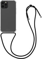 kwmobile telefoonhoesje compatibel met Apple iPhone 13 Pro - Hoesje met koord - Back cover in transparant / zwart