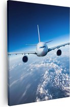 Artaza - Canvas Schilderij - Vliegtuig In De Wolken - 80x100 - Groot - Foto Op Canvas - Canvas Print