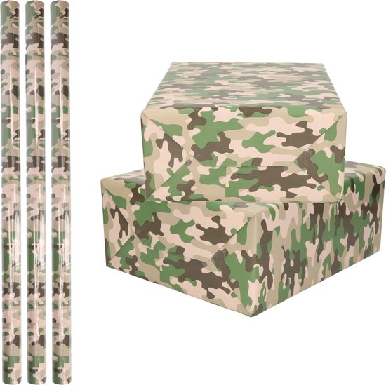 In detail registreren comfortabel 3x Rollen kadopapier / kaftpapier 200 x 70 cm - camouflage groen -  kaftpapier voor... | bol.com