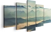 Artaza Canvas Schilderij Vijfluik Heuvel Landschap Tijdens De Mist - 100x50 - Foto Op Canvas - Canvas Print