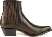 Mayura Boots 2496 Bruin/ Spitse Western Enkellaars Dames Schuine Hak Elastiek Sluiting Glad Leer Maat EU 38