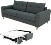 3-zits slaapbank - Antraciet grijze stof - L 207 x D 94 x H 87 cm - SHEIN
