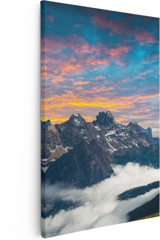 Artaza Canvas Schilderij Bergen Landschap Met Wolken In Italië - 20x30 - Klein - Foto Op Canvas - Canvas Print