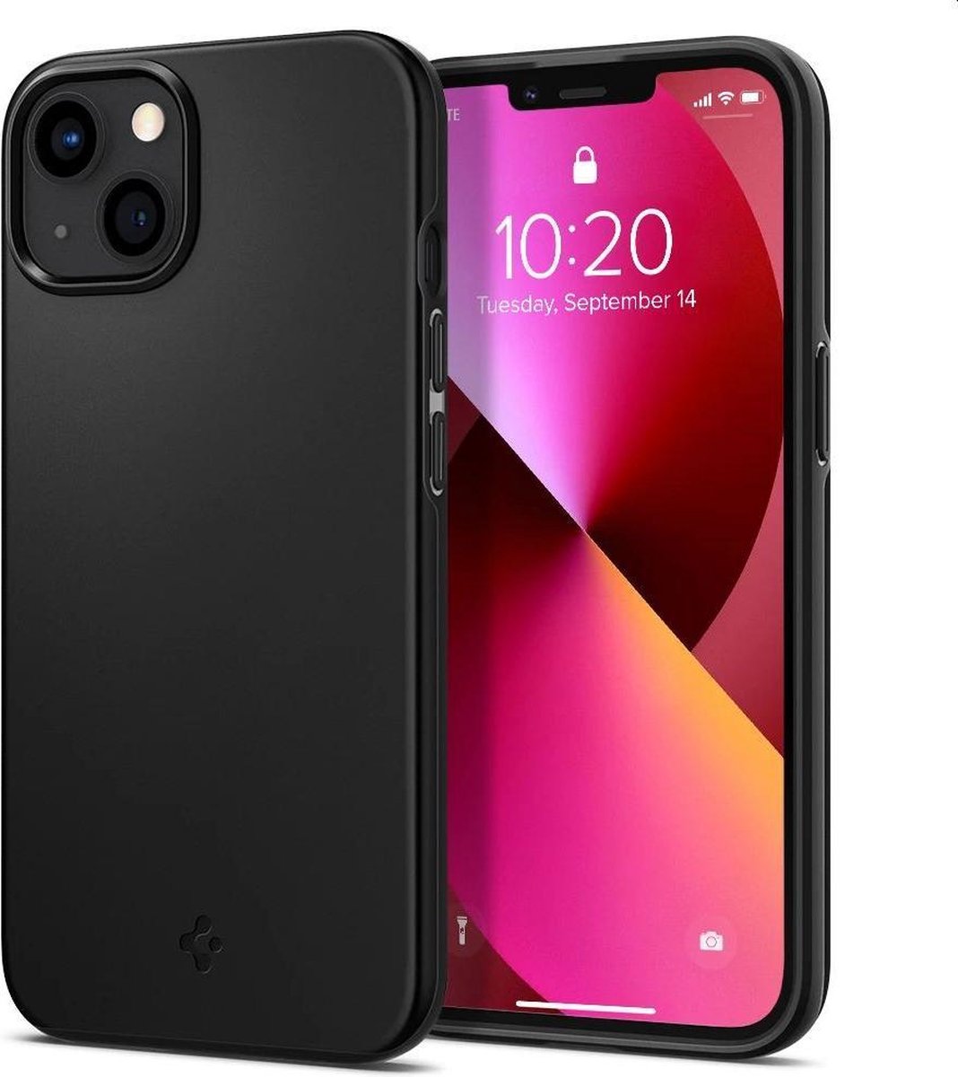 Spigen Thin Fit dun polycarbonaat hoesje geschikt voor iPhone 13 - zwart