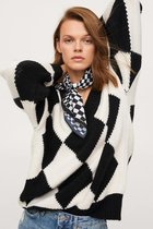 Mango Trui Gebreide Trui Met Ruiten 17025952 99 Dames Maat - XL